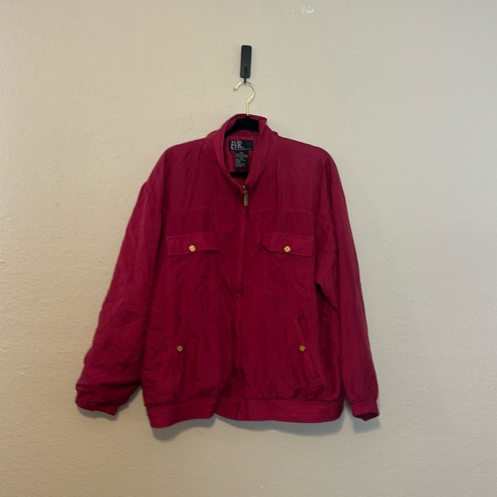 Vintage EVR Silk Hot Pink Bomber Jacket‎ Size Large